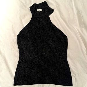 Saint Laurent black sparkly halter with racer back. Size M
